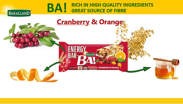 Product image of Bakalland Energy Cereal bar  with Cranberry, orange and yogurt glaze by Bakalland