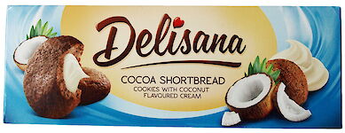 Product image of Cocoa Shortbread Cookies with coconut flavoured cream by Delisana
