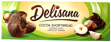 Product image of Cocoa Shortbread Cookies with hazelnut cream by Delisana